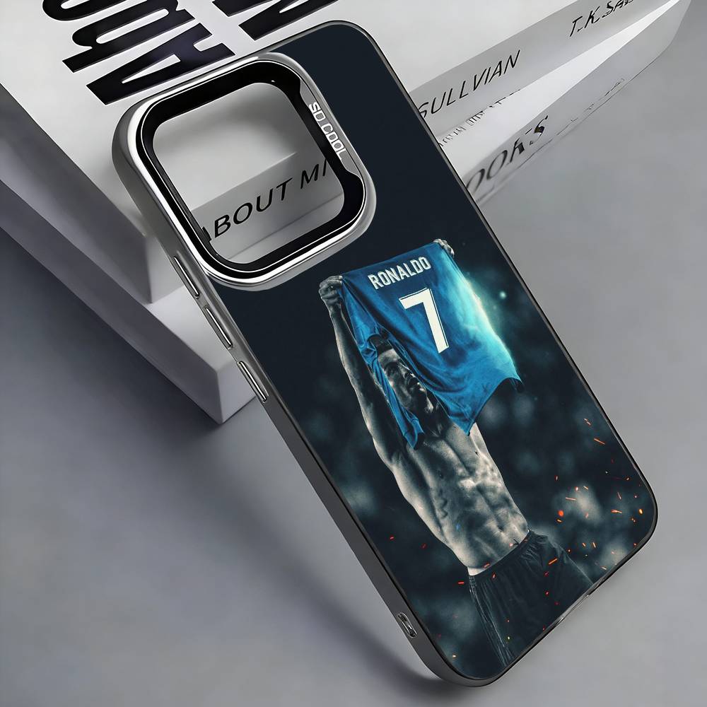 Football R-Ronaldo Colorful Silver Back Phone Case For IPhone 17 16 15 14 13 12 11 Plus Pro Max Plus