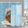 Cute Cat Blue Children Shower Curtain Waterproof Washable Polyester Material Bathroom Decorative Curtain with Hook