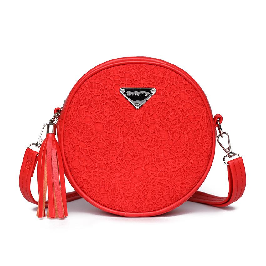 Crossbody Bag for Women Korean Style Fashion Trend Versatile Embossed Mini Round Bag Zipper Shoulder Bag