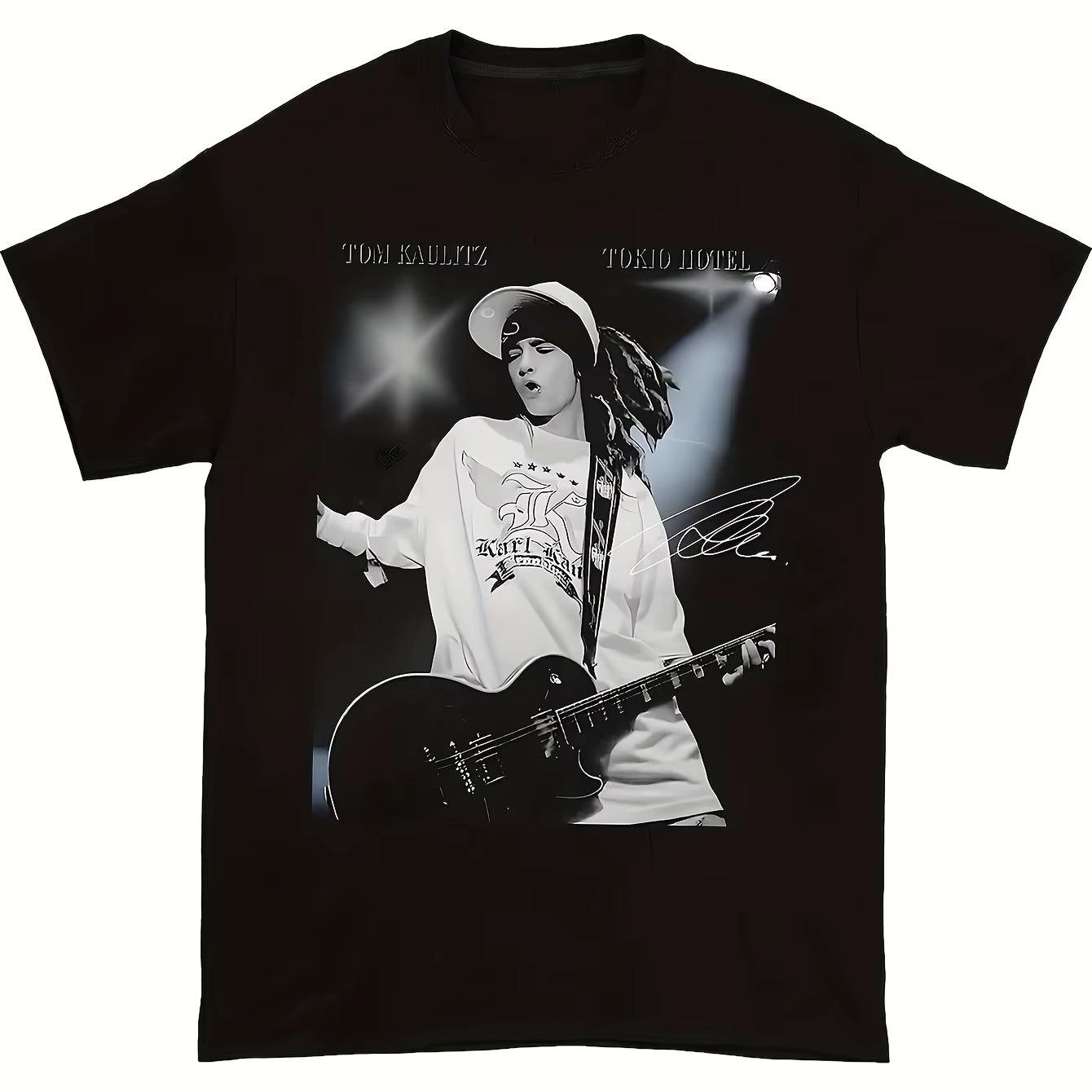 Unisexs Unisexs Retro Rock Band Graphic Hip Pop TShirt Tom Kaulitz Tokio Hotel Perforunisexce Print S