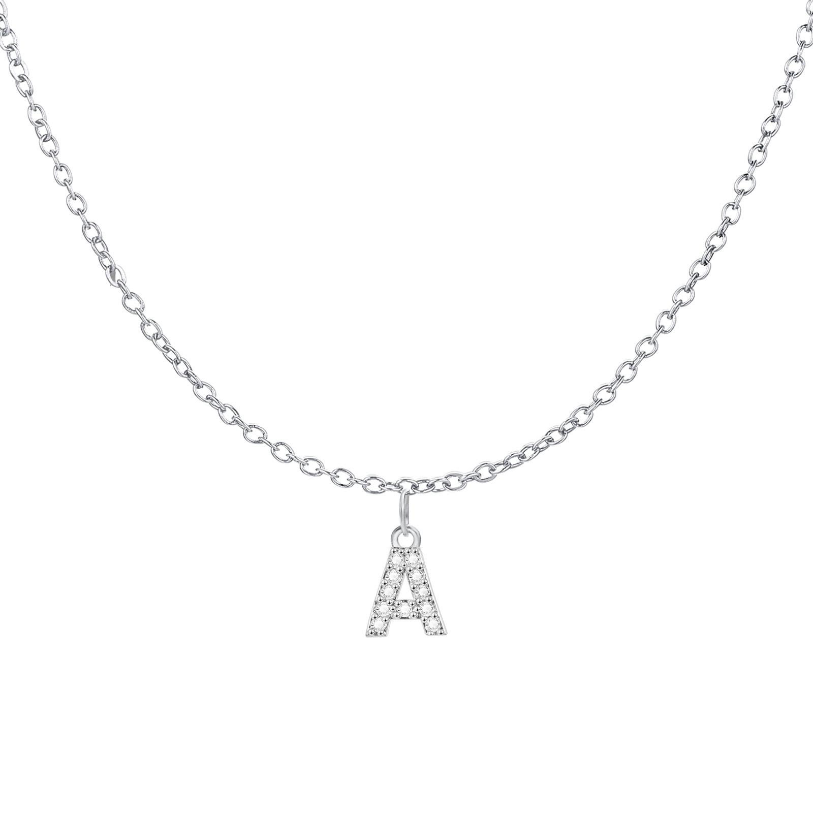 

Custom Personalized Name Necklace for Women, Initial Letter Pendant Zircon Necklace, Stainless Steel Wholesale Jewelry