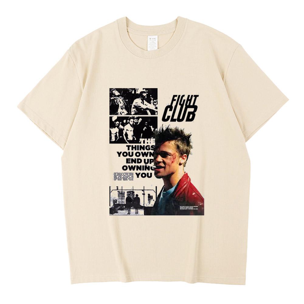 Tv Fight Club Movie Graphic Unisex Print TShirt Casual Vintage Prue Cotton Short Sleeve TShirts Unseix Loose T Shirts