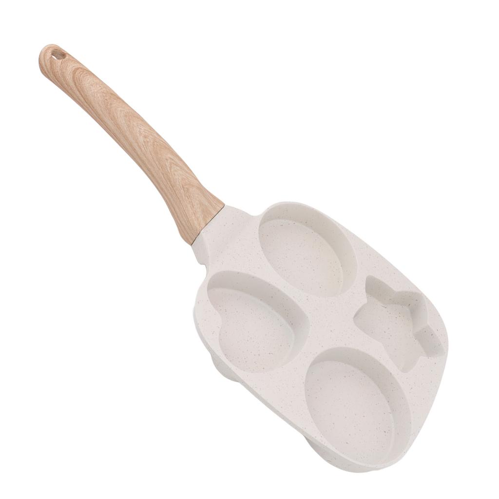 4 Cup Frying Pan Breakfast Egg Pancake Burger Cooker Wood Handle Aluminium Alloy Nonstick Frying