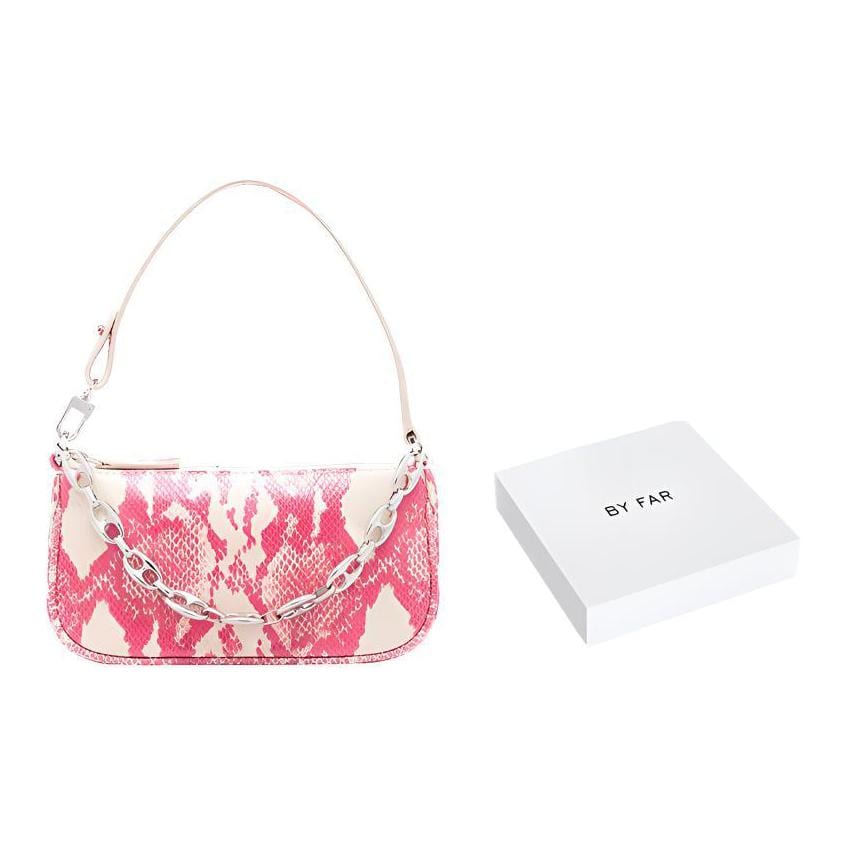 By Far Mini Rachel Sheepskin Shoulder Bag, Chain Baguette Bag, Handbag Mini Women's Pink 21PFMIRACYCRSMA