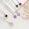 Stainless Steel Chain Simple Zircon Heart Pendant Necklaces for Women Girls Silver Color Shiny Sweet Jewelry Accessories Gifts