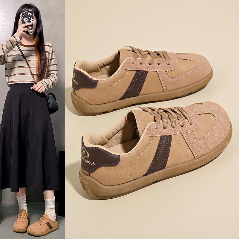 Soft-soled German Training Shoes Women's 2025 Autumn New Lace-up Versatile Retro Design Flat-bottomed Student Sports and Leisure Shoes
