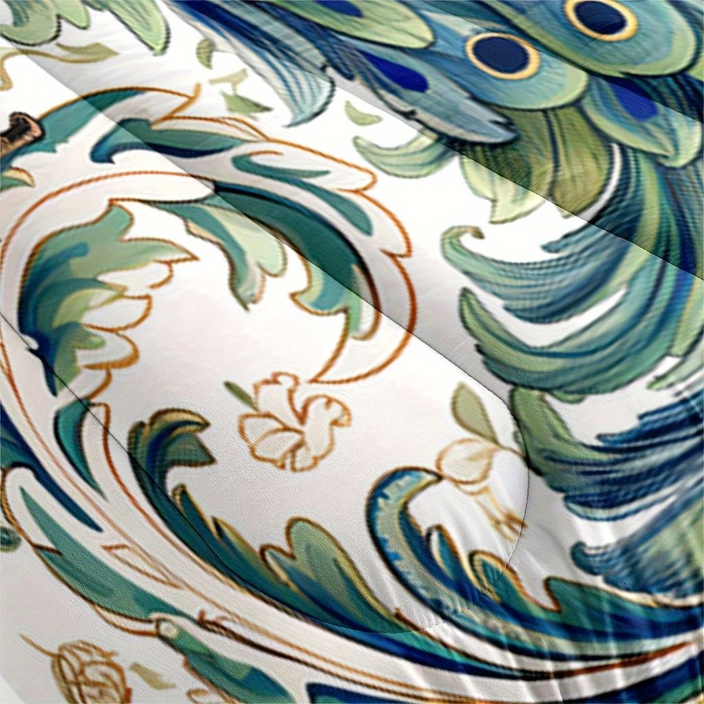 [Gorgeous Bedding] Gorgeous Peacock 3D Printed Green Bedding Sets Full Size Quilt Cover Set 1 Comforter Cover 2 Pillow Cases