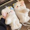 Cute Cartoon Cat Plush Gloves for Girls Winter Flip Cover Half-finger Touch Screen Thickened Warm and Adorable Riding Gloves New