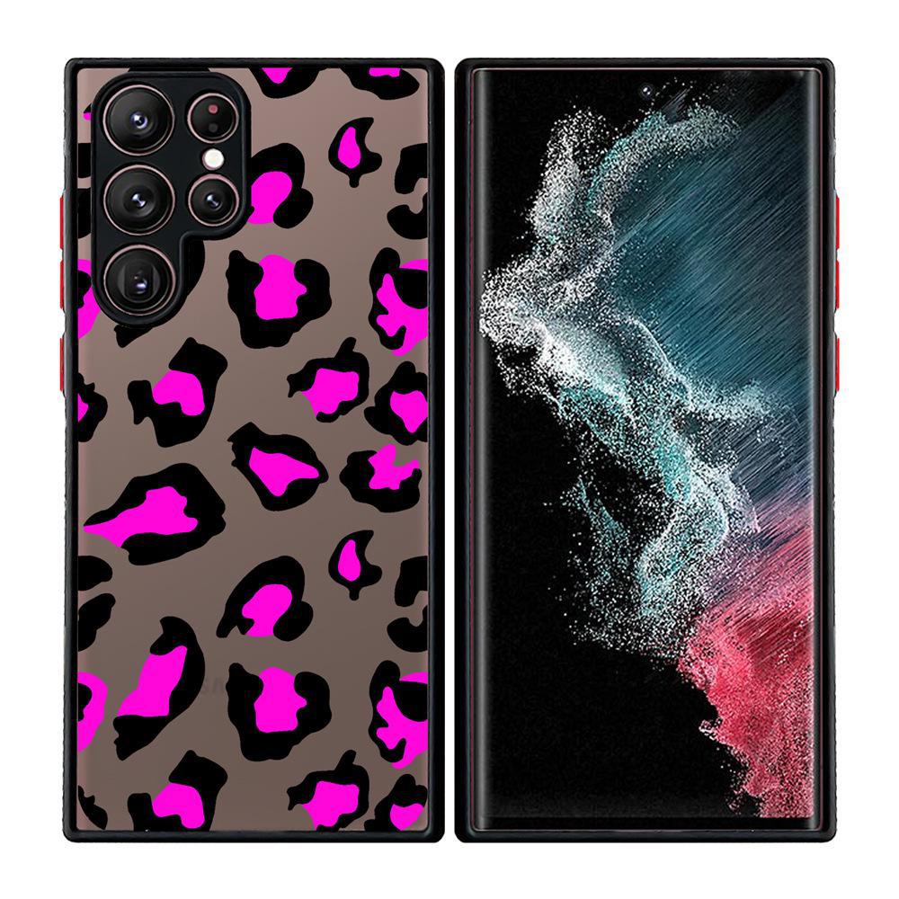 "Capa 2 em 1 para Celular com Estampa de Coração de Leopardo Pintado e Toque de Pele para Samsung S25 Ultra"