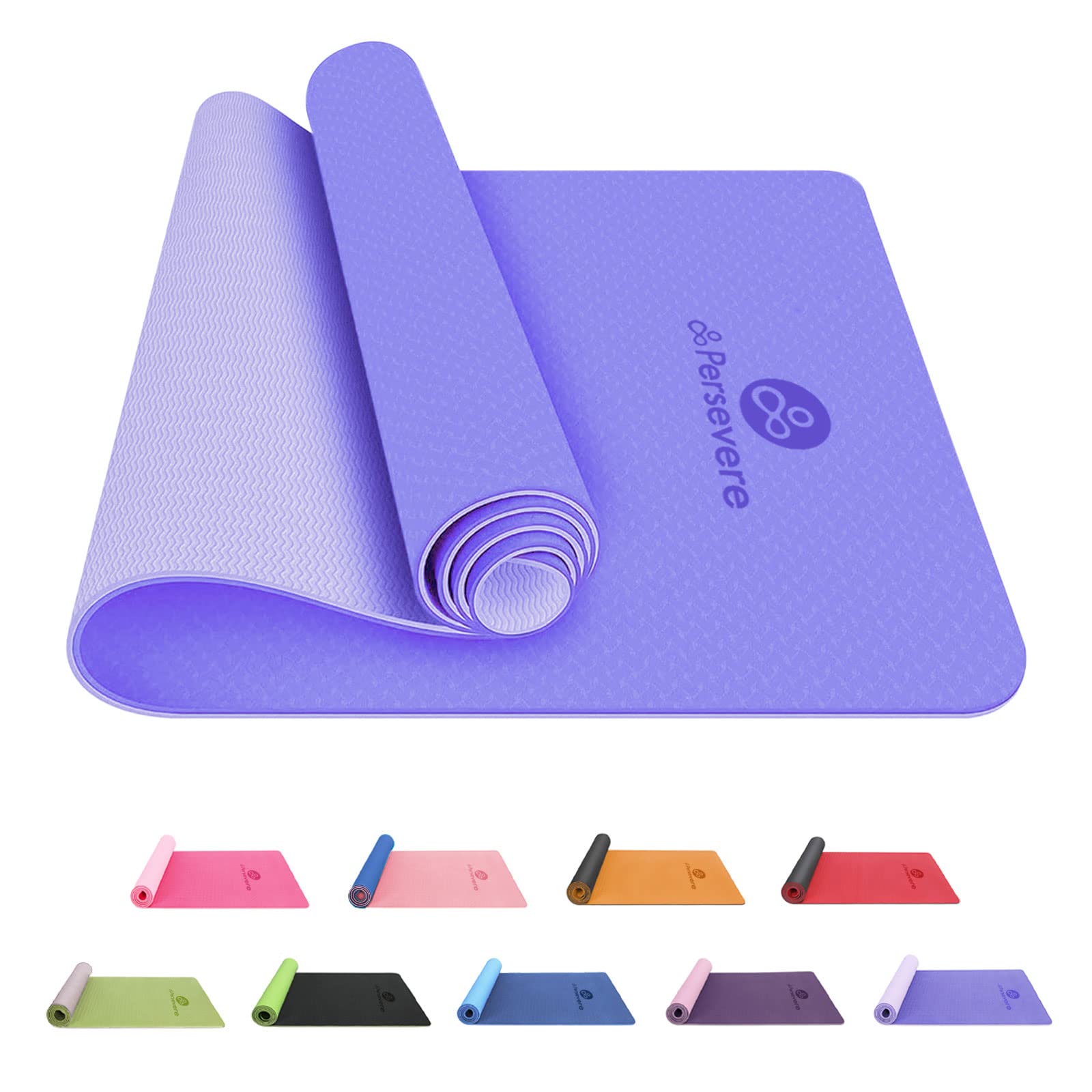 

Persevere Yoga 6mm and 8mm High with Elastic Storage Easy to Exercise Pilates Training Yoga Mat, TPE, Eco-Friendly Material, Cushioning, Lightweight,