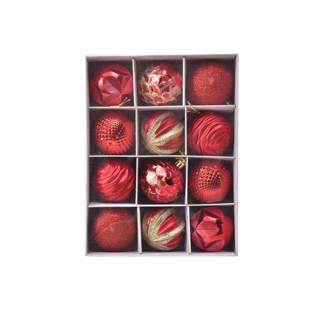 12 Stück Weihnachtskugel-Ornamente 2,36 Zoll Bruchsicherer Kunststoff Weihnachtsbaumschmuck Anhänger Dekorative Weihnachtsbaumkugeln Für Baum Feiertag