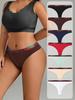 7PCS Women Thongs Panties Cotton Striped Underwear Sexy Intimates Female Lingerie Solid Color Comfort Panty Soft G-Strings
