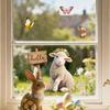 Easter Window Stickers, Creative Cute Floral Bunny Eggs Decor, Static Cling Glass Decals for Bedroom Living Room Holiday Decoration