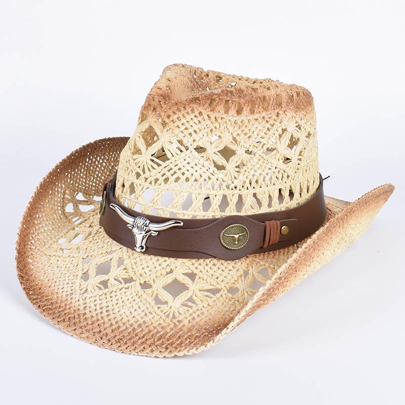 Summer Sun Hats 2026 Western Cowboy Hat for Women Men Hollow Out Vintage Panama Beach Jazz Cap Straw Sun Protection Hat