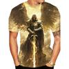 Men's 3D Eagle Graphic T-Shirt - Short Sleeve,Round Neck,Polyester Blend,Vibrant Eagle Wolf Design,Casual Streetwear for Summer