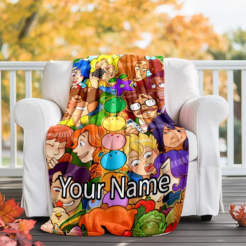Custom Name Stardew Valley Theme Printed Blanket - Perfect for Couch, Bed, Travel & Outdoor Use | Machine Washable, Cozy & Durable.