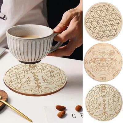 Ahşap Duvar Hayat Çiçeği Şekli Sanatı Ev Dekorasyonu Lazer Kesim Kaymaz Bardak Altlığı Seti Ahşap Amerikan Servisleri Masa Örtüsü Yuvarlak Bardak Altlığı Bardak Altlıkları