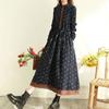 LYRIA Abito Lungo Floreale Primavera Autunno con Bordi in Pizzo Vestibilità Larga Stile Foresta Vintage Abito Casual da Donna Manica Lunga Girocollo