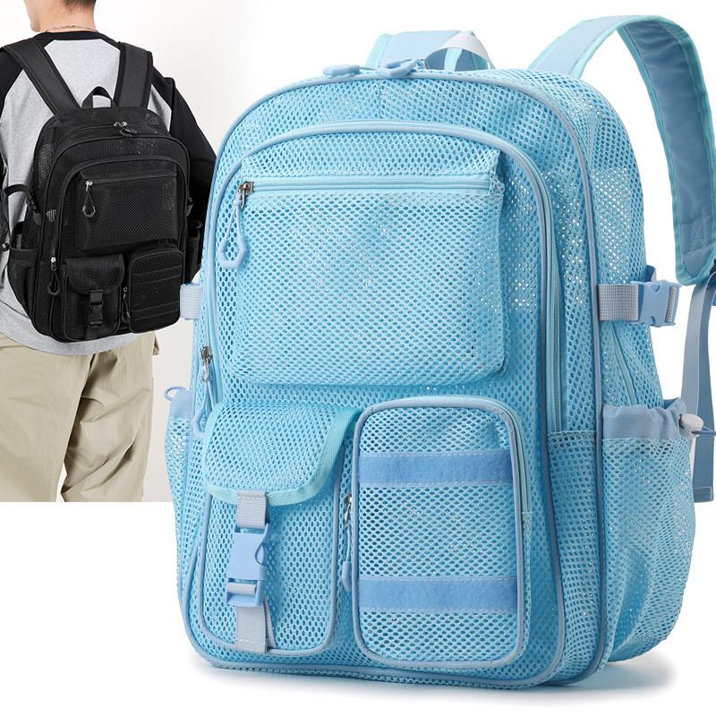Polyester Breathable Hollow Out Dual Pocket Backpack For Travel And School Use