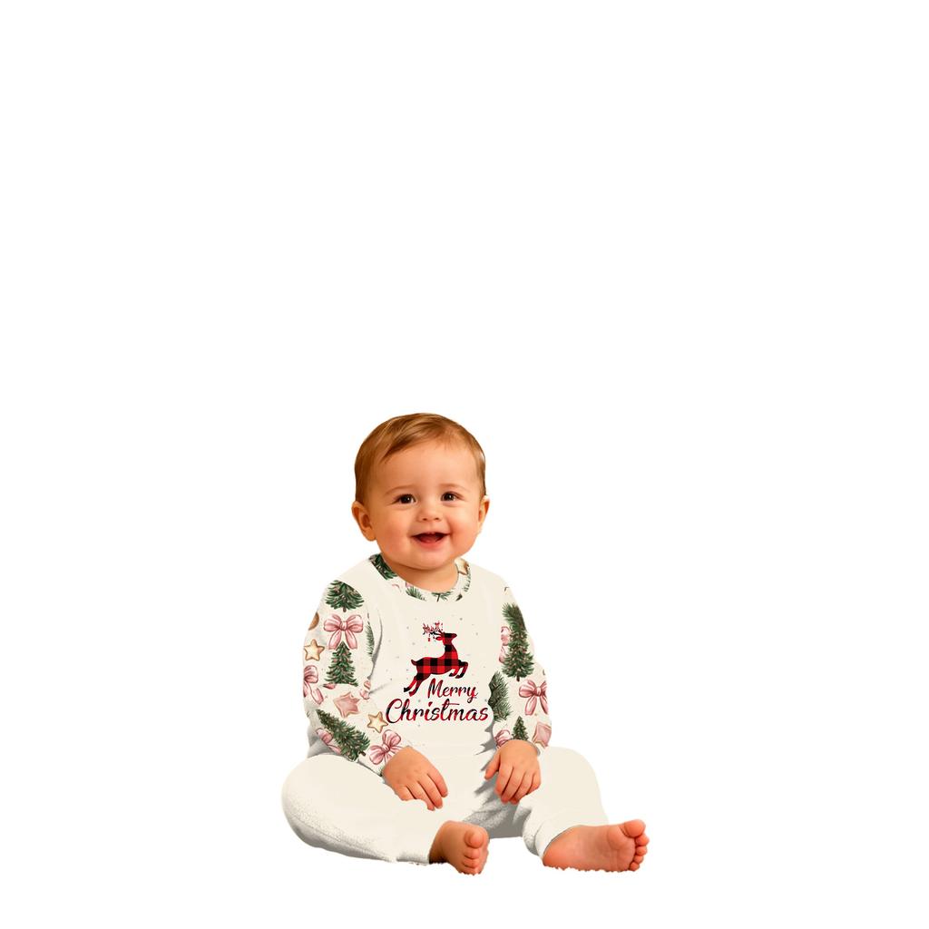 Family Matching Christmas Print Long Sleeve and Long Pants Pajama Set Loungewear for Men Women and Kids