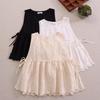 Sweet Mori Style Cotton Linen Embroidered Vest with Side Slit and Tie-Up Design