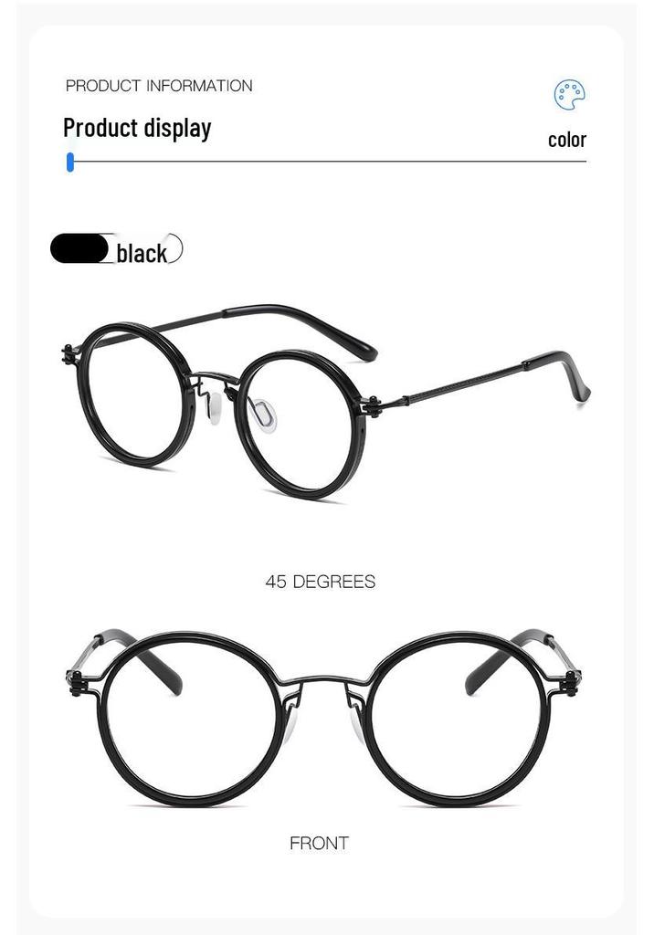 Retro Artistic Round Frame Anti-Blue Light Multifocal Reading Glasses with Smart Zoom for Near and Far Vision