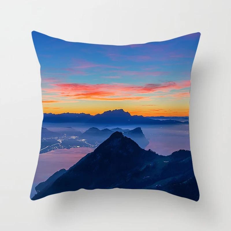 Luxury Home Decor Pillow Cover Car Living Room Sofa Cushion Cover Sunset Dusk Scenery Pattern Cushion Cover