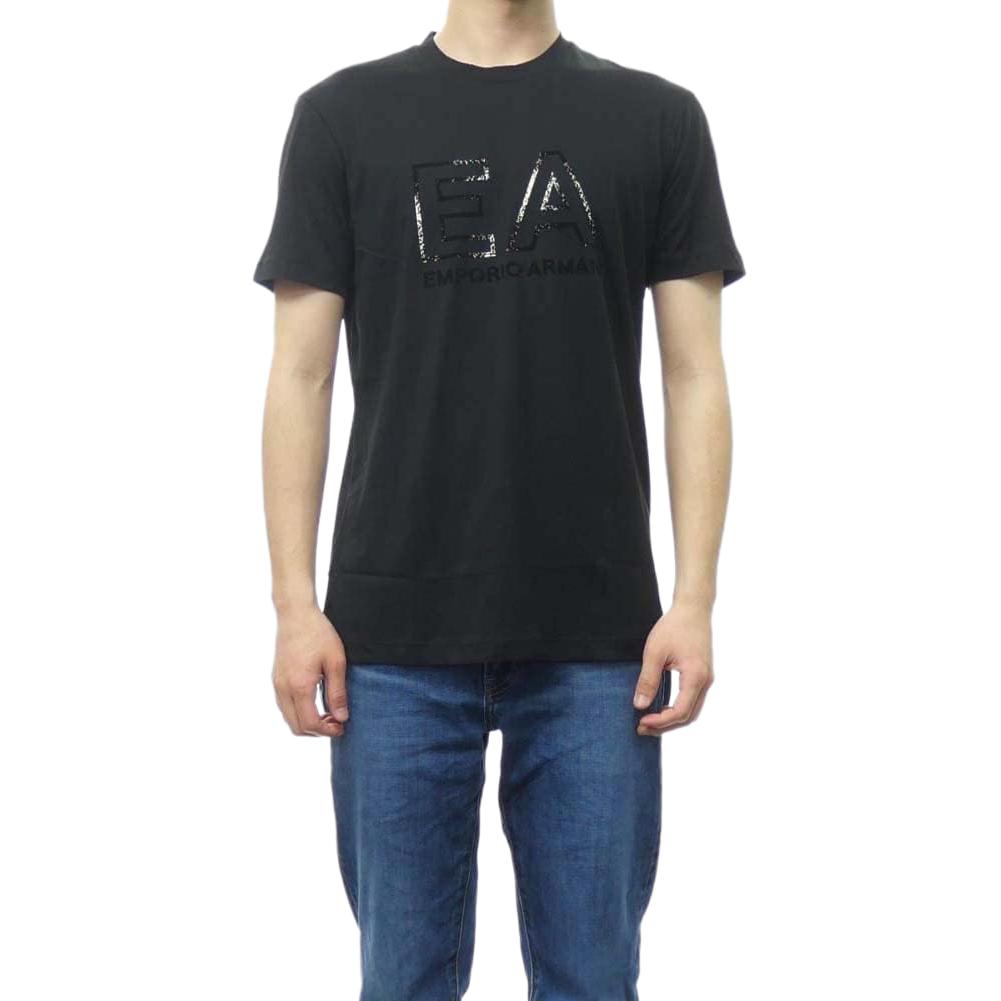 Emporio Armani Sequined Letter Design Round Neck Pullover Short Sleeve T-Shirt Men Tops 3L1TFM-1JPZZ-0052