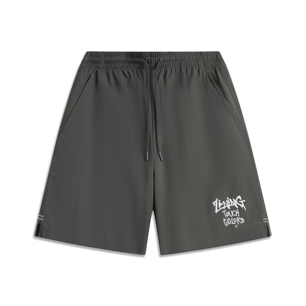 Li-Ning Minimalist Solid Color Lace-Up Casual Shorts Men Shorts Graphite-Grey AKSV305-2