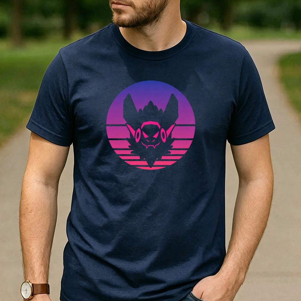 Vintage Sunset Gradient Protogen Furry Robot Head Unisex TShirt Cotton Short Sleeve Neon Futurism Fursona Casual Graphic Tees