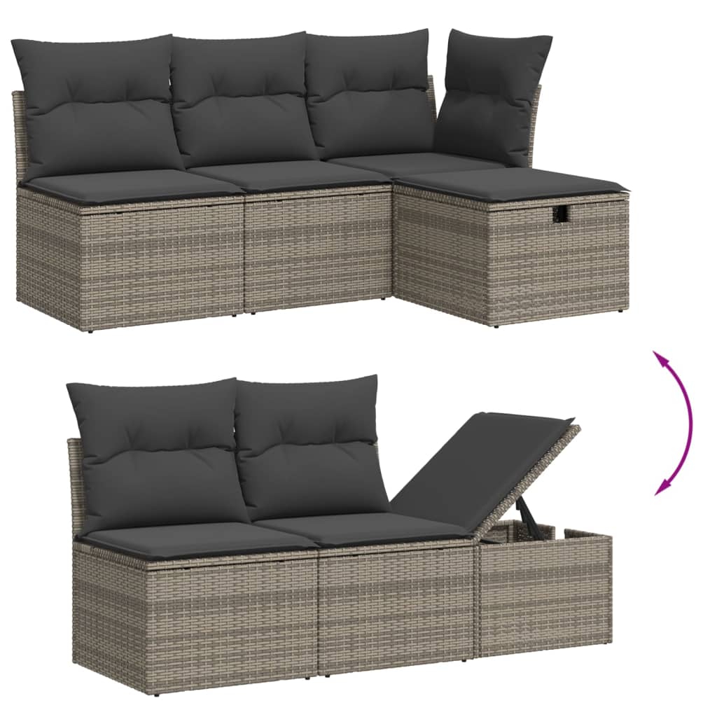 6 Piece Grey Garden Sofa Set with Cushions
