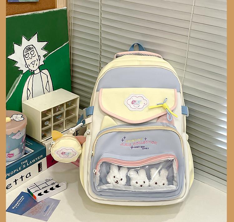 Street Nylon Fashion Backpack Color Block Design With Laptop Compartment Gift