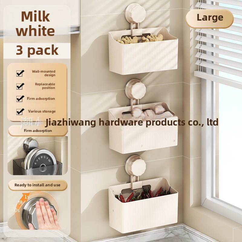 New suction cup wall-mounted kitchen storage rack onion, ginger and garlic seasoning storage kitchen onion, ginger and garlic storage basket rack
