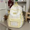 Cute Star Print School Backpack Lightweight Nylon Zipper Daypack with Clear Pocket for Teen Girls Daily Travel
