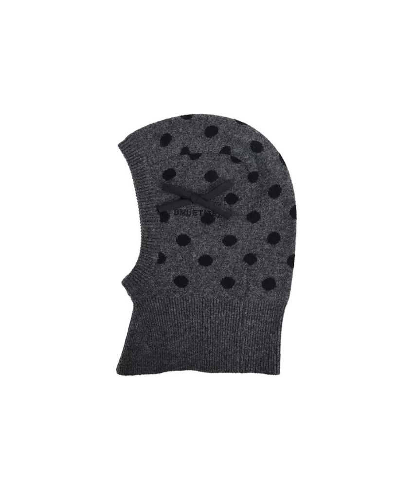 BMUETTE Dot Ribbon Knit Balaclava Gray
