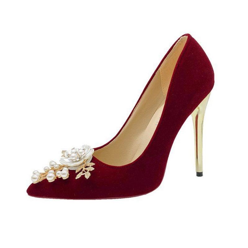 Size, Large Size Wedding Shoes Show Wo Dress Wedding Dress French Butterfly Wedding Bridal Shoes Red High Heels