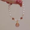 1pc Natural Freshwater Pearl Bracelet Fashion Style Design Strawberry Crystal Buckle Hand Chain For Women