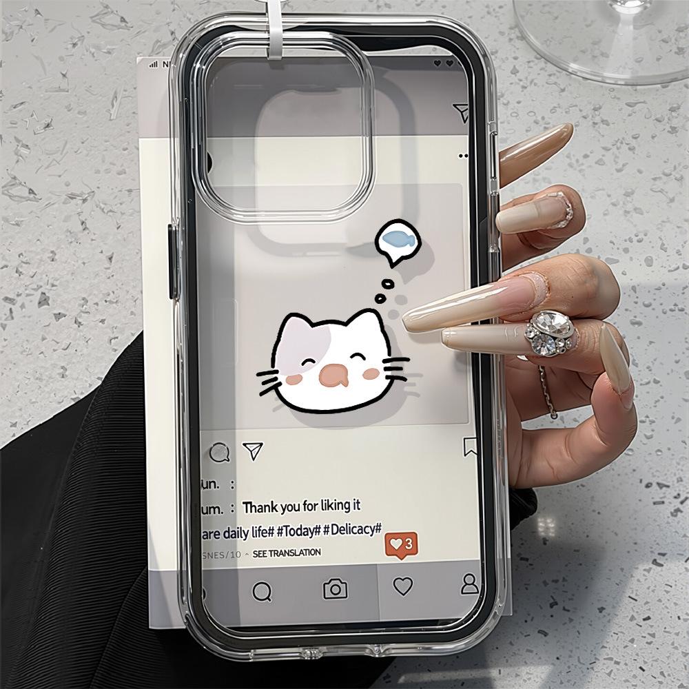 Applicable to iPhone17ProMax saliva cat expression mobile phone protective case 16/17 simple 14 Pro niche 15