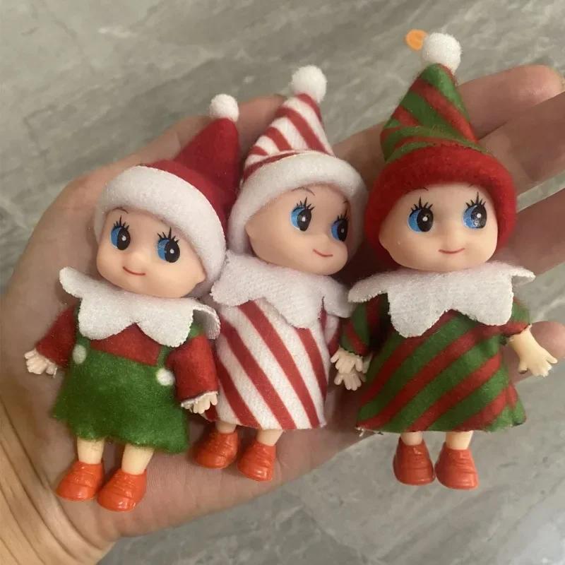 Christmas Elf Doll for Kids Mini Toy Fun Playful Elf Dolls Christmas Poseable Little Elf Shelf Sitters with Dangling Legs