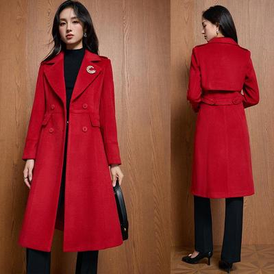 Women's High-End Double-Breasted Wool Coat: Autumn/Winter Korean Style, Mid-Length, Tall Fit, Goddess Temperament
