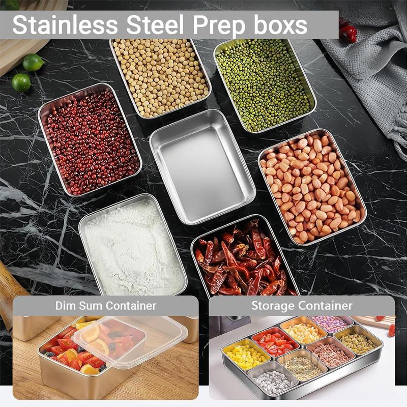 3/6/10PCS Refrigerator Food Storage Box Portable Food Freshness Preservation Box Picnic Box Stainless Steel Food Container