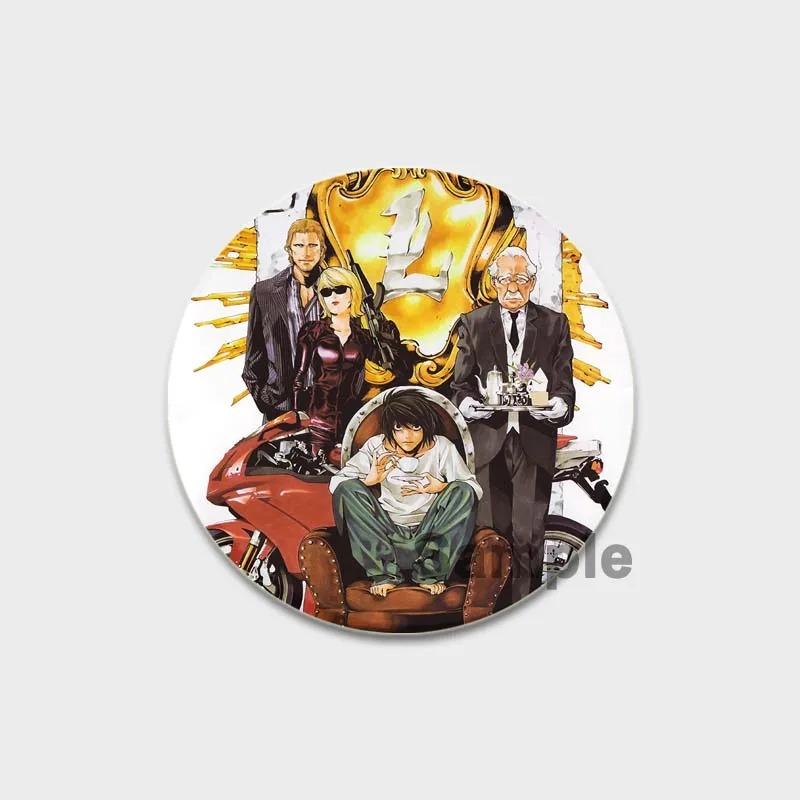 32/44/58MM Japanese Anime Death Note Enamel Pins, Round Brooch, L Killer, Yagami Light, Cosplay Badge, Backpacks Jewelry, Xmas Gifts