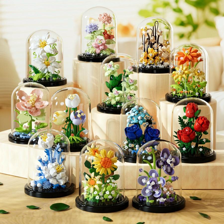 Creative Building Blocks Eternal Flower Bouquet Assembly Blocks Mini Brick Valentine's Day Birthday Gift Kids Toys