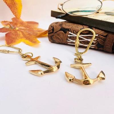 Royal Handicraft Brass Keyring with an Anchor, Vintage Key Chain, Maritime Metal Keychain, Christmas Gift,  Birthday Gift Twelve Pieces Total