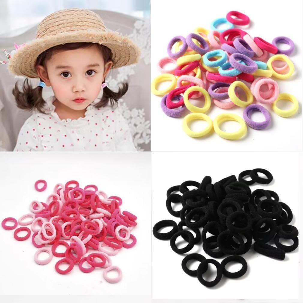 KOUMAKI Children's Hair Ties, Baby Hair Ties, Elastic Bands, Hair Accessories, Soft, Kids, Girls, Hair Ornaments, Available In Black, Colorful, Pink,