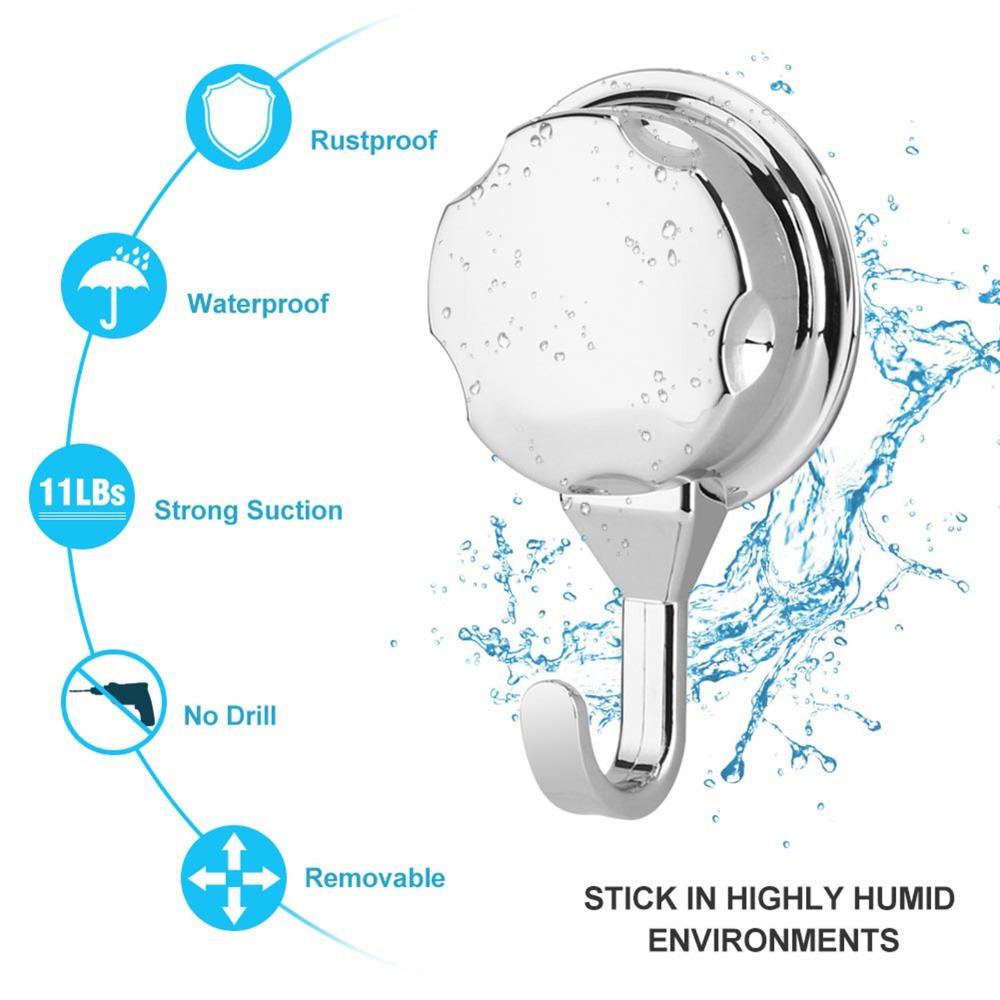 3 PCS Silver Suction Cup Hook Durable Robe Hook Convenient Towel Hook Flat Smooth Surface
