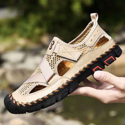Sandals Men's Summer New Outdoor Wading Beach Shoes Men's Closed Toe Mesh Sandals Non-Slip Hole Shoes