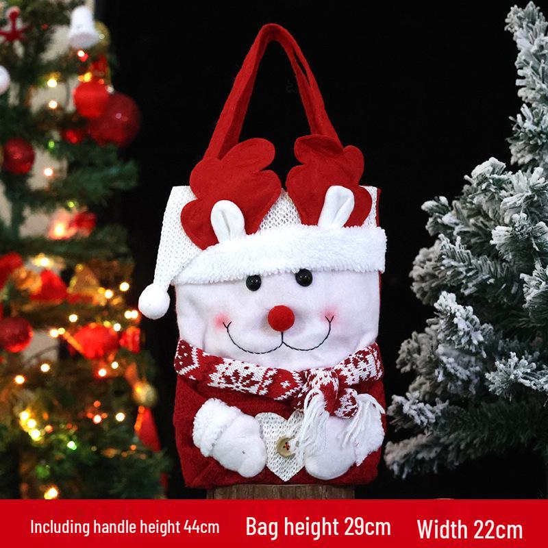 Children's Christmas Eve Plush Cartoon Gift Bag with Drawstrings