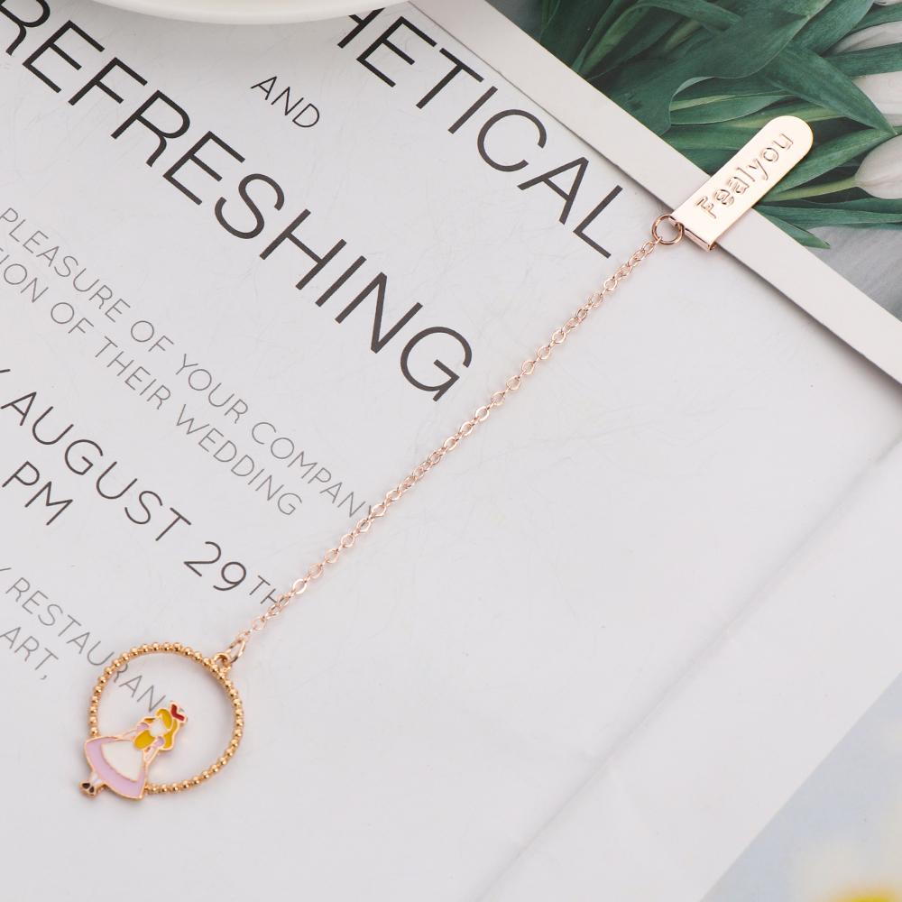 School Office Supplies Stationery Book Clip Pagination Mark Bookmarks Metal Peach Heart Pendant