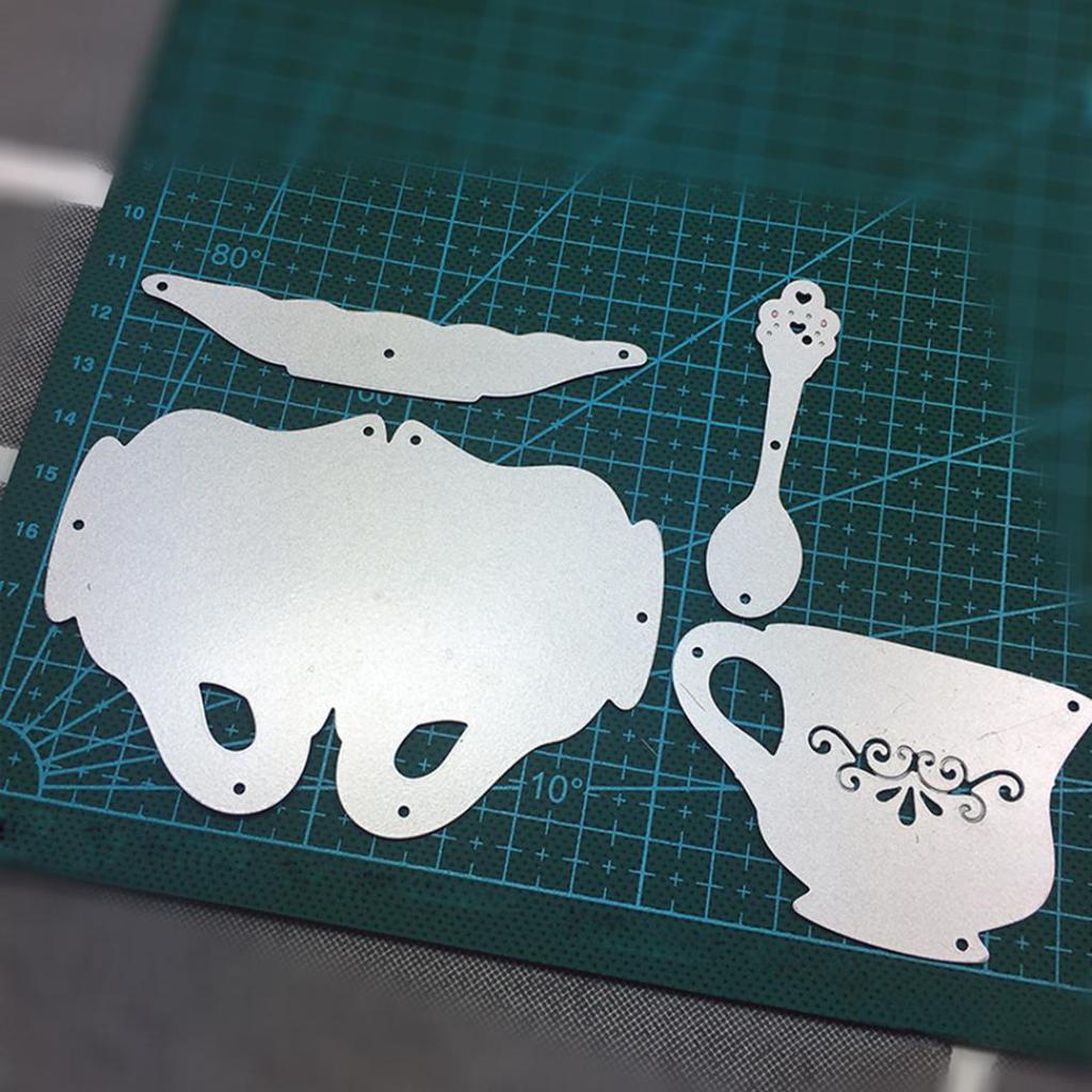 Vintage ceașcă de ceai lingură metal tăiat matrițe DIY Scrapbook hârtie carduri album șablon